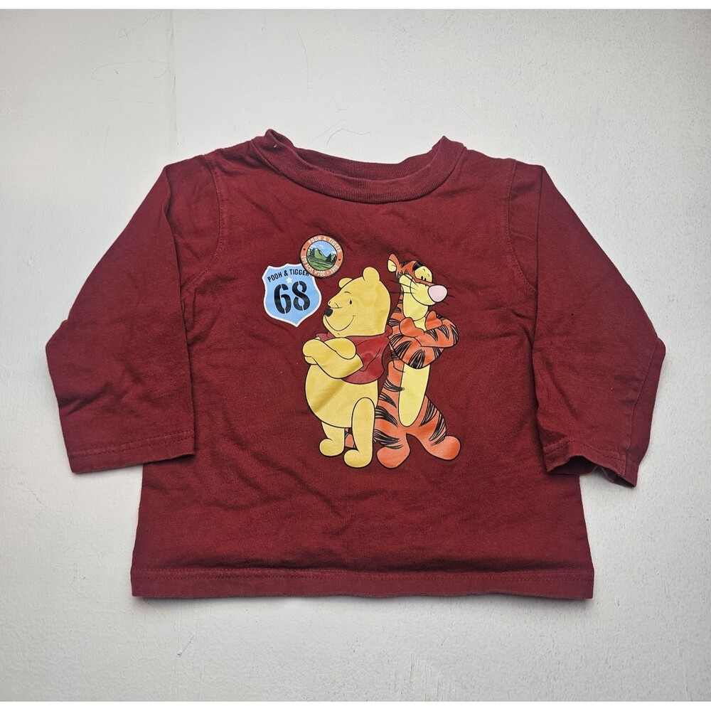 Disney Winnie the Pooh & Tigger Graphic Long Sleeve Crew Neck T-Shirt Red 3T vtg